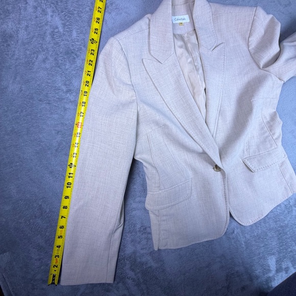Calvin Klein Blazer Women's 12P Beige Single-Button Notch Stretch Suit Jacket - Picture 15 of 16